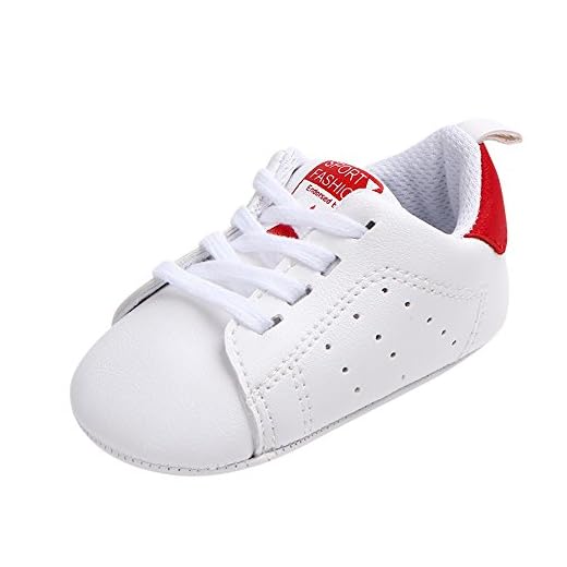 Primeros Pasos Zapatos de Bebé, Zapatillas para Infantil Recién Niñas Niños 0-18 Mes (Tamaño:0-6Mes, Rojo)