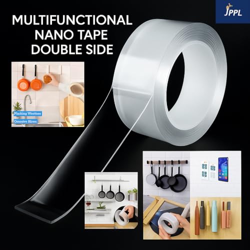Image of Nano Tape 3 Meter | Clear Double-Sided Adhesive | Pack of 1 | Clear Double-Sided Adhesive | Removable, Reusable, Waterproof Gel Grip | Strong Wall Mounting Tape for Home, Kitchen