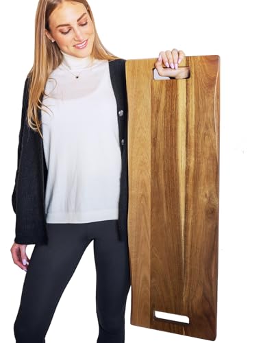 Extra Large Charcuterie Board 36 Inch Babilonia Premium Extralarge Serving Tray Acacia - Long Wood Charcuterie Board, Large Wooden Tray