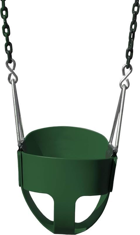 Image of Heavy-Duty High Back Full Bucket Toddler Swing Seat for Kids-Seat Only, Easy Install Fully Assembled, Green (Chain Not Included)