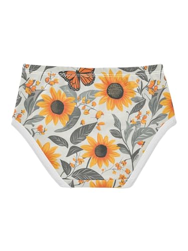 ZZKKO Butterfly Sunflower and Watercolor Grey Girls Underwear Toddler Panties for Girls Comfort Brief Size 2-8T2