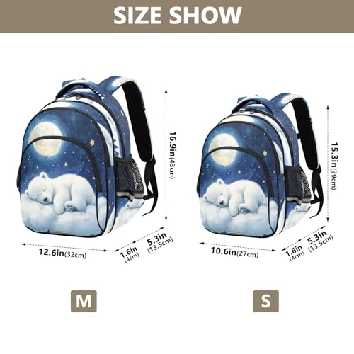 Emelivor Polar Bear Kids Backpack School Cute Bookbag Toddler Backpacks Daypacks Bag for Girls,M4