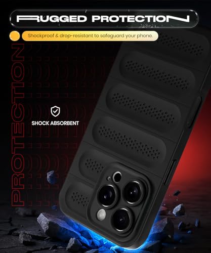 Image of WOW IMAGINE Ultimate Silicone Back Cover Case for iPhone 16 Pro | Heat Dissipation Thin Soft TPU | 360 Camera Protection | Breathable Cooling Holes - Pitch Black