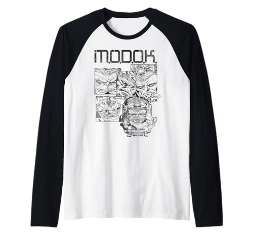 Marvel MODOK maillot baseball imprimé noir et blanc manches contrastées