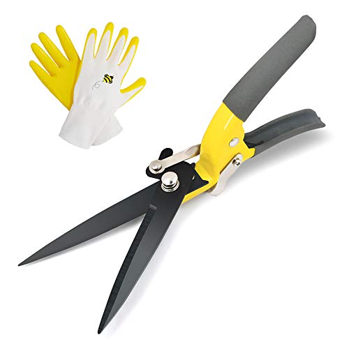 JARDINEER Sharp Grass Shears, Grass Clippers Handheld, Manual Grass Cutter Edging Shears for Lawn Garden