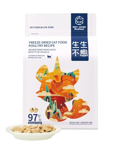 PET-EVER PureFeast Freeze-Dried Cat Food, 97% Animal Origin Soft Dry