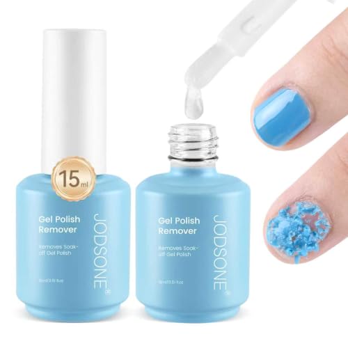 JODSONE Gel Polish Remover, 2Pcs 15ML No Wrap No Soak Formula