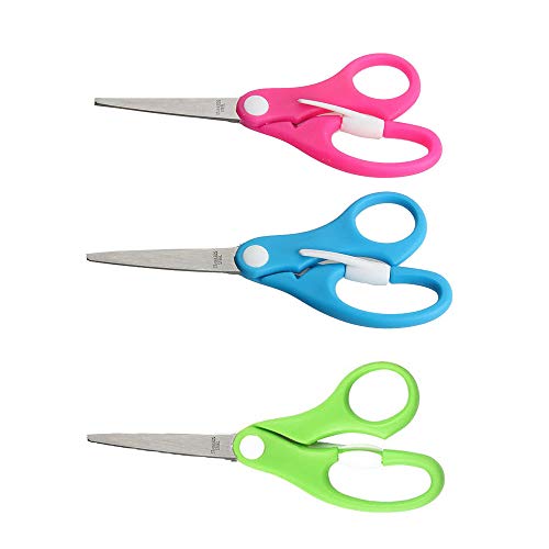 Multipurpose Kids Blunt Scissors, with Comfort-Grip Handles, for Office Home School Sewing Fabric Craft Supplies