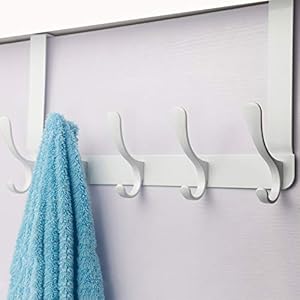 SKOLOO Over The Door Hook - 5 Hooks, Over Door Hook Hanger for Hanging Clothes/Towels/Coats/Backpack/Hat, Over Door Coat Rack(White) SKOLOO Over The Door Hook 5 Hooks Over Door Hook Hanger for Hanging ClothesTowelsCoatsBackpackHat Over Door Coat RackWhite