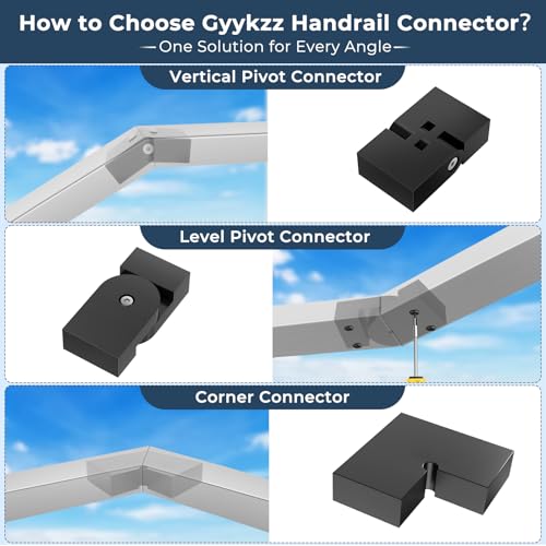 Image of 1 Pack Black Vertical Pivot Connector for Stainless Steel Handrail, Adjustable 180 Hand Rail Fitting for Top Railing, High Strength POM Block for Stair Horizontal Handrail