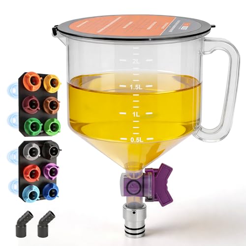 KENUOS No Spill Automotive Oil Funnel Kit 12 Piece Adapter Funnel Kit and Engine Oil Funnel Set with Elbow Fitting Magnetic Storage Tray Shut-Off Valve Adapters Compatible with GM Ford BMW Audi etc