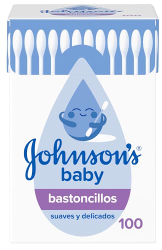 Johnson's Baby bastoncillos para bebés, niños y adultos (1 x 100 unidades), bastoncillos para los oídos con puntas 100% de algodón puro y palitos 100% de papel