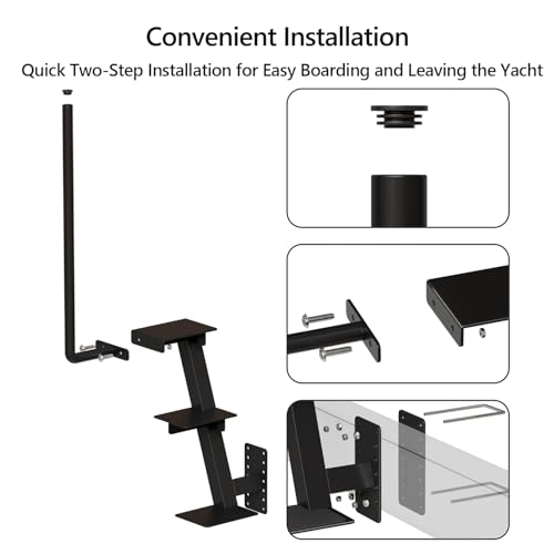 BUYYAH Trailer Step with Handle，Three-Step Universal Boat Trailer Step，Suitable for Various Types of Boat Trailer Frames, Black Heavy-Duty Trailer Step by BUYYAH - Image 3