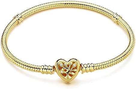 JEWBERY Pandora Charm Snake Pattern Bracelet 925 Sterling Silver 18k Gold Plated Snake Pattern Bracelet, Gift for Women Girls