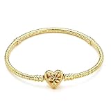 JEWBERY Pandora Charm Snake Pattern Bracelet 925 Sterling Silver 18k Gold Plated Snake Pattern Brace