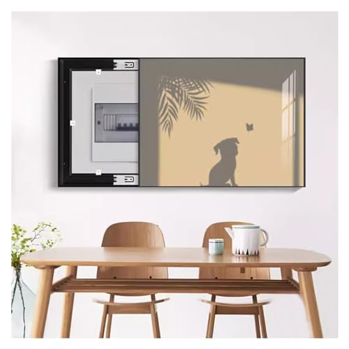 Boîte de distribution électrique cachée par un panneau décoratif vertical amovible
