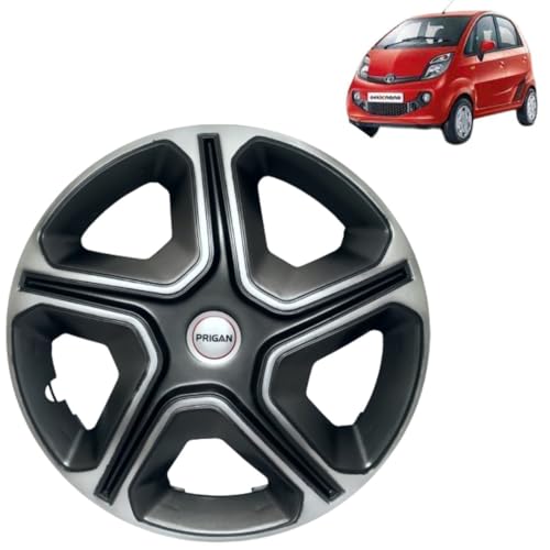 Image of Prigan TATA Nano Grey Silver Wheel Cover 12 inch for -TATA Nano (Set of 4 Pcs) (Press Fitting) Model Name- Nexon Grey Silver 12