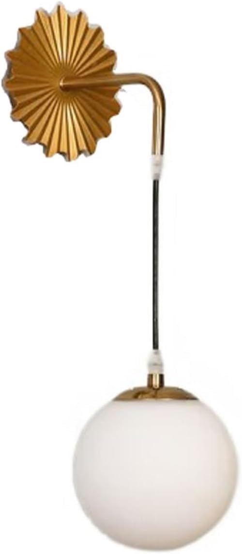 Stylish E27 Wall Lamp with Metal Body and Glass Shade for Living Room Bedroom More