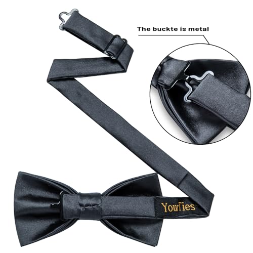 Image of YourTies Bow Ties for Men Pretied Bowties Solid Color Satin Bow Tie Formal Business Tuxedo Wedding Party Prom