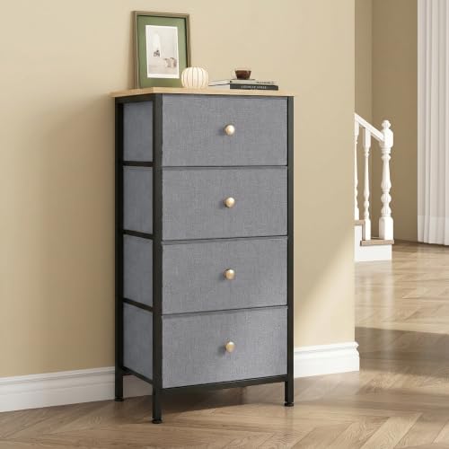 DUMOS Night Stand with 4 Drawers, Bedside Table for Bedroom