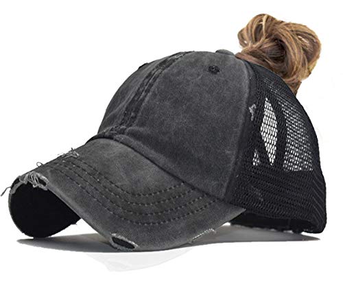 Ycmi washed ponytail hat cotton baseball for women blac…