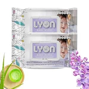 Lyon baby wet wipes with lid | 80 x 2-160 wipes | Enriched with aloe vera and vitamin E | Paraben - free and alcohol - free | Extra thick & moist wet wipes for baby's | 95% Pure Water (Pack of 2)-image-8