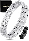 MagnetRX® Ultra Strength Magnetic Bracelet - Magnetic Bracelets for Men - Adjustable Length with Sizing Tool (Silver)
