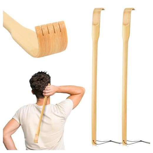 RENOOK Back Scratcher, 2 Piece 17" Natural Strong Sturdy Traditional Bamboo Wooden Body Relaxation Massager for Itching Relief, Best Gift for Parents, Friends, Yourself and More.