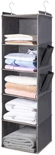 BOOMIBOO Hanging Closet Organize and Shelves，5-Hanging Shelf with...