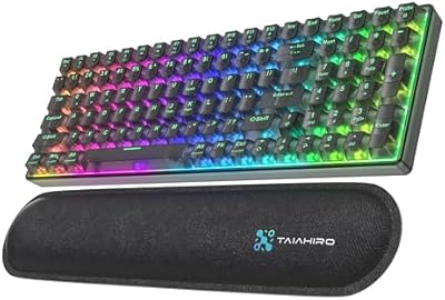 Wireless Creamy Mechanical Gaming Keyboard with Transparent Keycaps, 100 Keys Custom Hot-Swap LED Backlit, 3-Mode BT/2.4G/USB-C, 3000mAh Battery, Ergonomic Keyboard with Wrist Res…