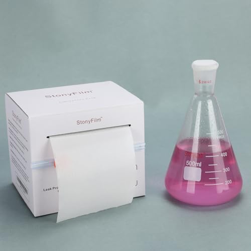 stonylab Laborschutzfolie, 10 cm Breit x 38 m Lang, Flexibel und Hoch Dehnbar (Über 500%), Selbstklebende Folie für Sicheren Laborkontainer, Verhindert Leckagen und Verdunstung