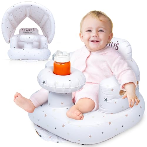 Image of KEWRIUS Inflatable Baby Seat for Babies 3+ Months with Removable Canopy – Baby Floor Seats for Sitting Up, Baby Seats for Infants, Blow Up Baby Chair