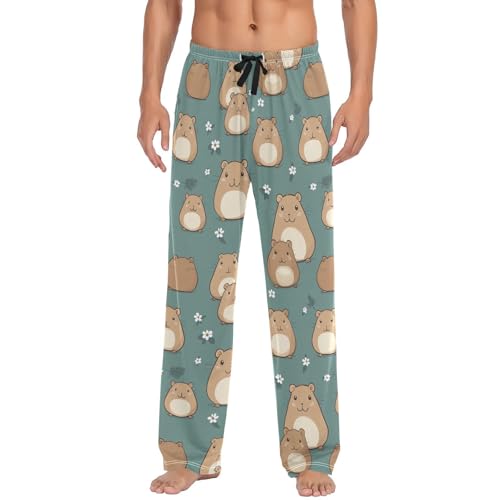 Funny Capybara Animals Pajama Pants Spring Forest Men's Pajama Bottoms Lounge Sleepwear PJs Casual Lightweight Sleep Pants S