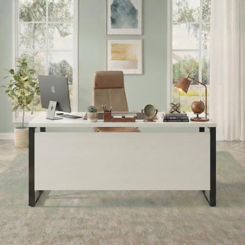 Image of TEKAVO Burako Executive Workstation Table for Home & Office | Office Table for Office Work | 160 cm Long Table and 70 cm Depth with Bottom Storage Shelf - DIY
