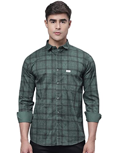 Image of Majestic Man Cotton Checkered Slim Fit Casual Shirt For Men