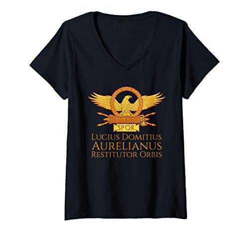 Mujer Ancient Roman Emperor Aurelian - Restitutor Orbis - SPQR Camiseta Cuello V