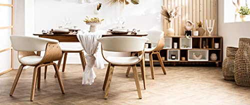 Poltrona Scandinava Bianco E Legno Chiaro Oktav - 8