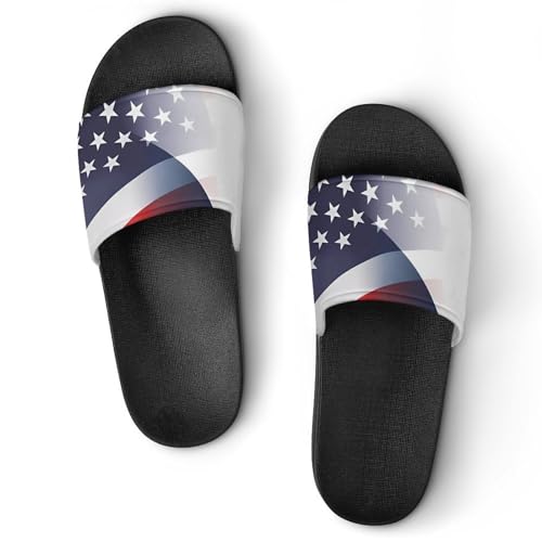 Flag of France And U.S. FLAG House Sandals Non-Slip Bathroom Slippers Beach Summer Shoes for Men Women