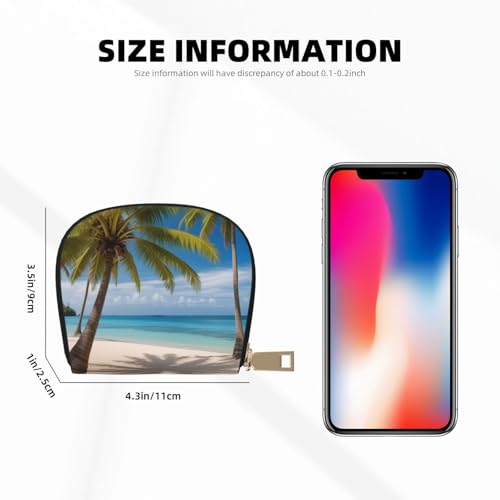 Coconut Palm Tree Sandy Beach Print Leather Semi-Circular Card Bag,Wallet Card Holder,Men's Credit Card Holder,and Placement Card Holder Suitable for Holding Various Cards3
