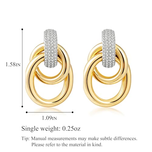 Chunky Gold Earrings Cubic Zirconia Big Gold Earrings for Women Trendy Gold and Silver statement Earring Fashion2