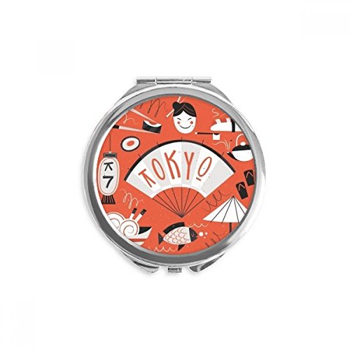 Miroir rond maquillage de poche portable style japonais Tokyo