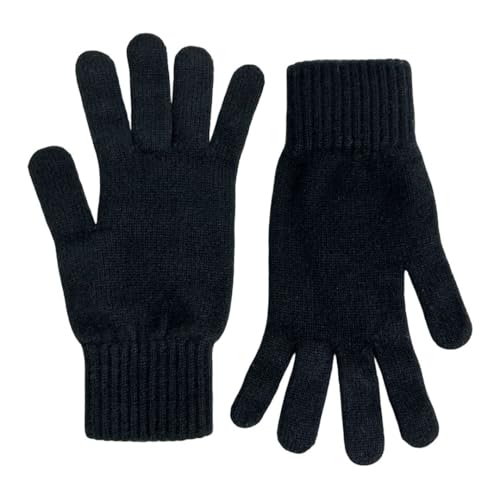 Briomhar Cashmere Winter Gloves for Men - Mens Winter Gloves 2 Ply Made in Scotland (Black)