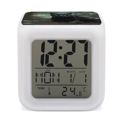 Reloj de escritorio con pantera del bosque para decorar dormitorios juveniles 2