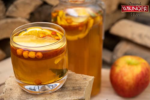 Wikinger Met Lagerfeuer-Set (2 x 0,75l) inkl. Wikinger Haithabu-Glas – Original & Roter Met Honigwein aus dem Wikingerland – 2-er Honigmet ideal pur, als Aperitif oder Heißgetränk – 11 & 6% Vol.