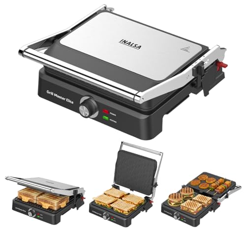 INALSA Sandwich Maker 2200W|Large Non-Stick Coated Cooking Surfac...