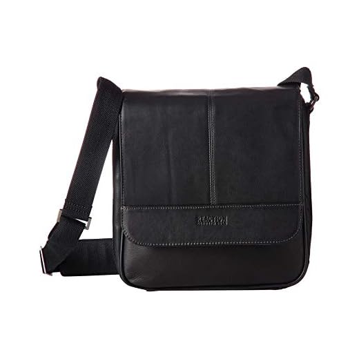Kenneth Cole REACTION Manhattan Shoulder Satchel Bag Colombian Leather Computer & Tablet Travel Briefcase, Black Laptop Messenger