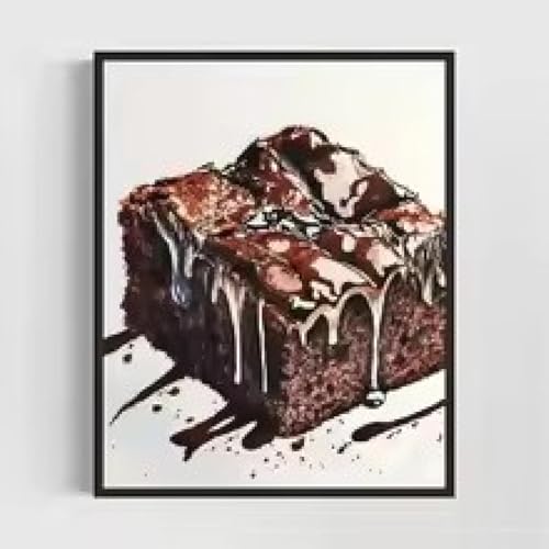 Toile abstraite beignets et gâteau pour habiller un mur vide de salle à manger