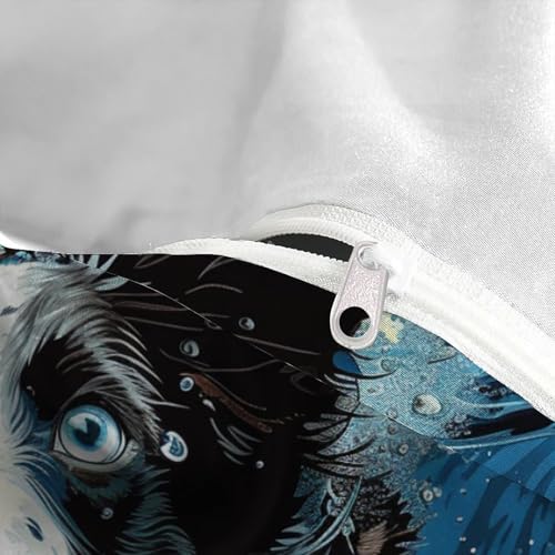 Parure de couette Border Collie fermeture éclair microfibre durable