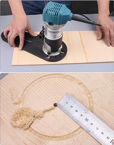 QWORK® Kreis Schneidjig Kreisschablone Kompatibel mit Bosch RT0700C DRT50 Makita GMR1 Elektrische Handfräse Holzrouter - Schnittdurchmesser von 2 cm bis 68 cm