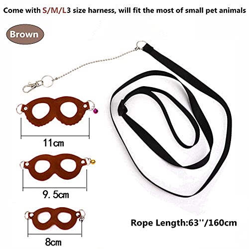 3 Pack Rat Harness And Leash Set - Adjustable Traction Rope Strap Anti-Biting Chain Rope, Small Animal Training Walking Vest Leash For Fancy Rat Mouse Gerbil Hamster Sugar Glider Birds Reptile (Brown) #TOP1